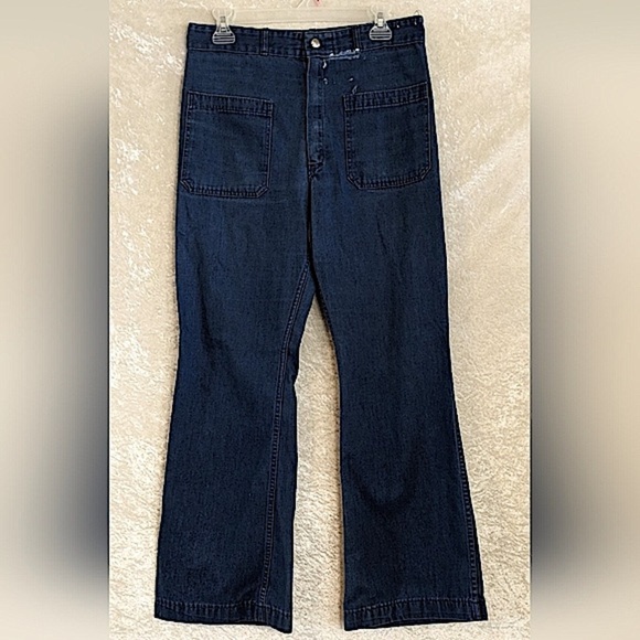 Vintage 1970 Seafarer U.S. Naval Navy Wide Leg Trouser Jean size ~6-8 Sailor - Picture 1 of 11
